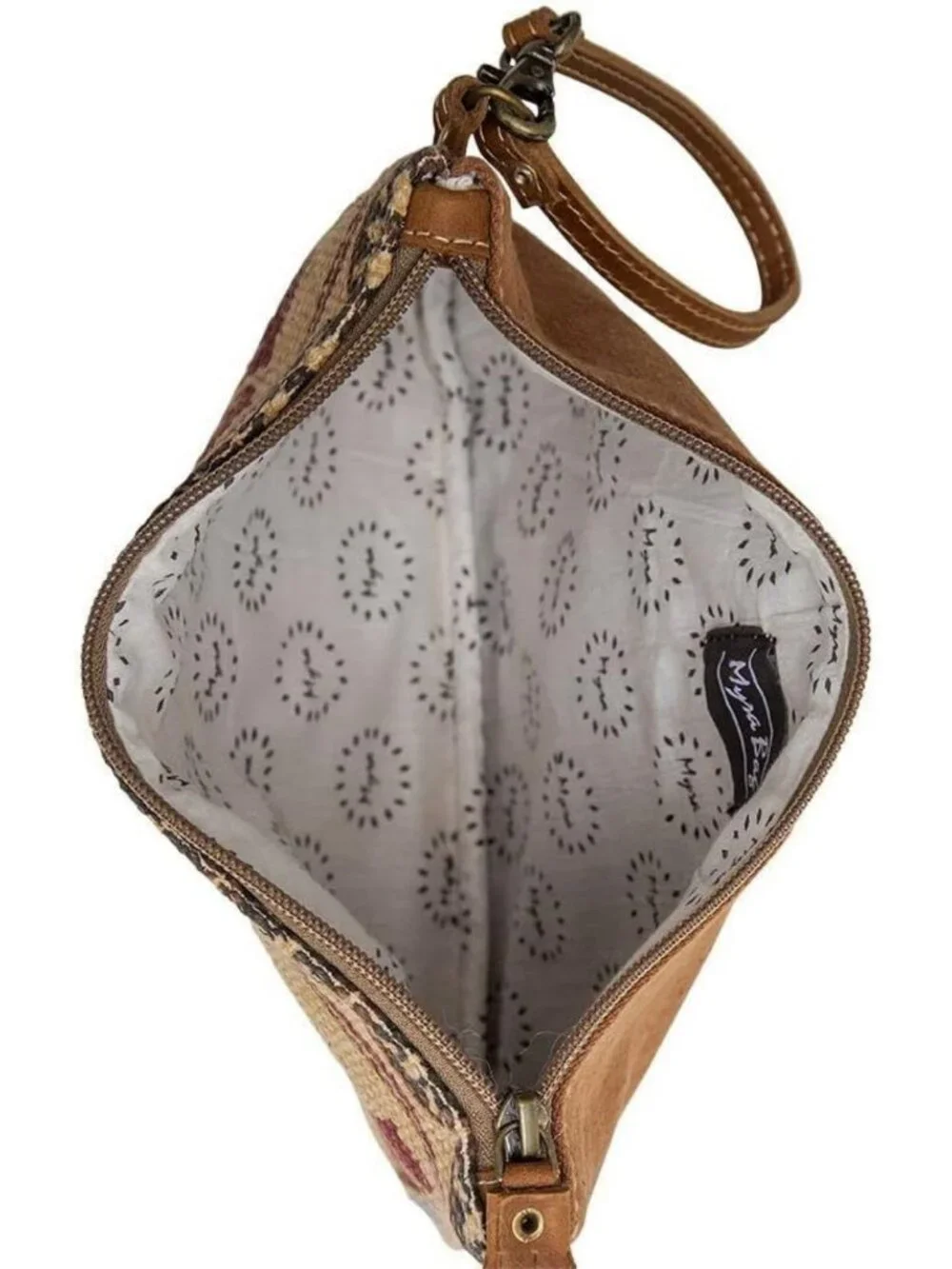 Compact Western Travel Makeup Bag - Canvas & Leather Organizer, Cute Toiletry
